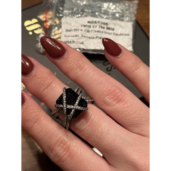 Bomb Party UNTAMED Ring Sz 7 "Twist Of The Wild" Onyx Sandstone on Hematite - Picture 4 of 4